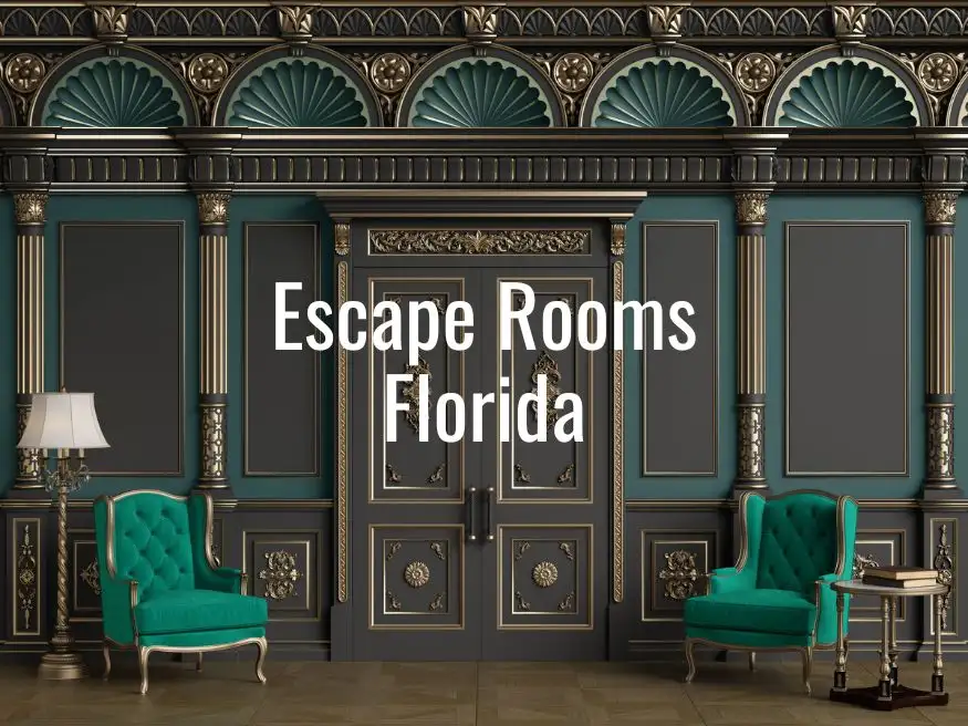 Escape Rooms Florida elegant room with doors and two green armchairs